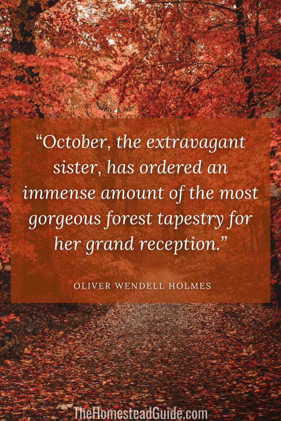 October, the extravagant sister, has ordered an immense amount of the most gorgeous forest tapestry for her grand reception.