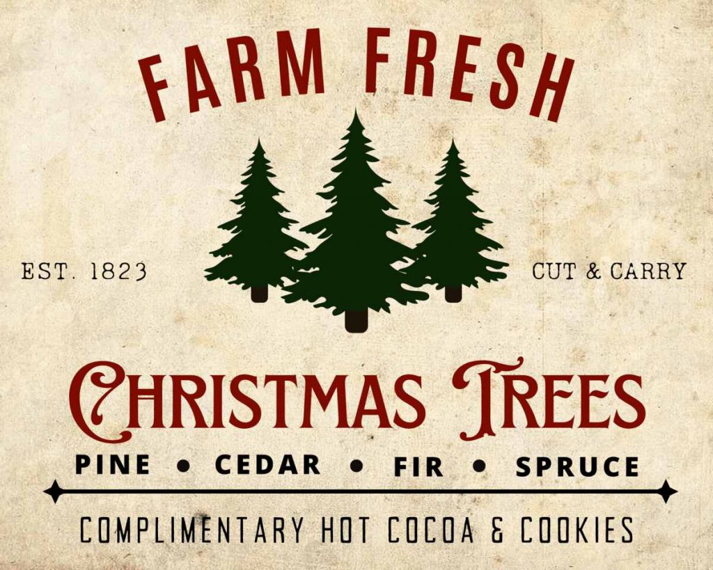 Farm Fresh Christmas Trees Design 1 - Vintage Background