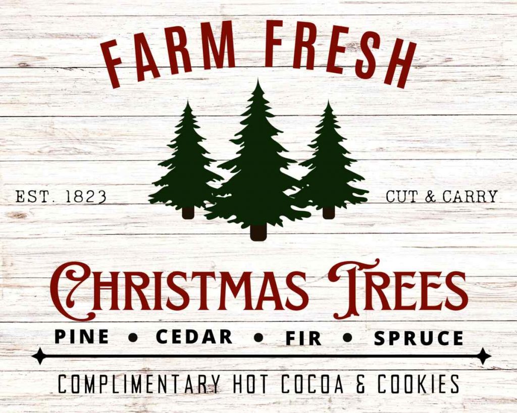 Farm Fresh Christmas Trees Design 1 - Wood Background
