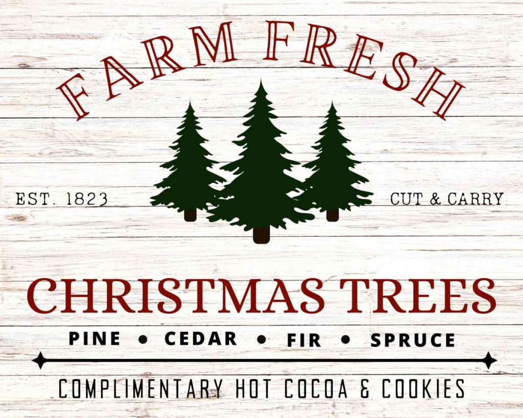 Farm Fresh Christmas Trees Design 2 - Wood Background